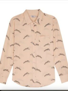 Rails Blush Cheetah silk blouse animal pink black button down shirt top s small